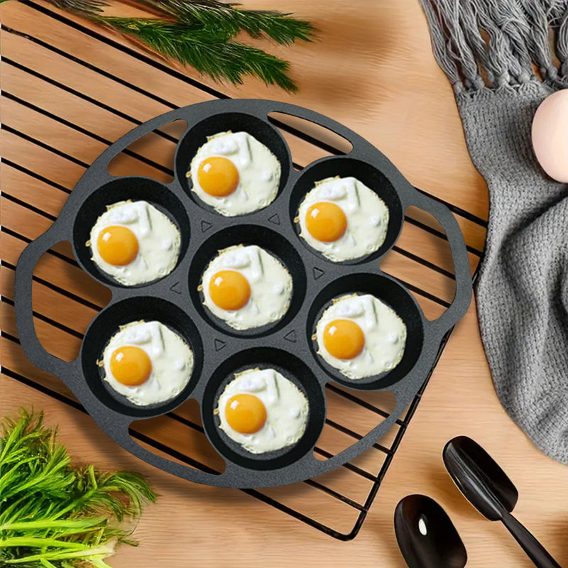 2X Cast Iron Takoyaki Fry Pan 32cm 7 Hole Nonstick Grill Mold Kitchen Tool
