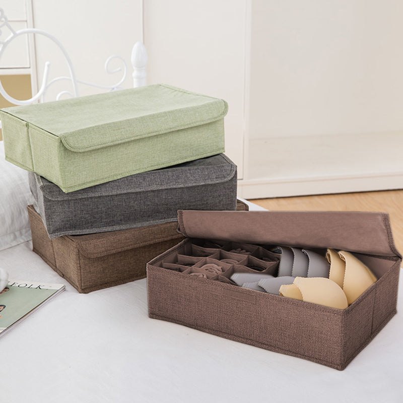 Flip Top Underwear Storage Box Foldable Polyester Fabric 44cmx29cmx13cm Coffee