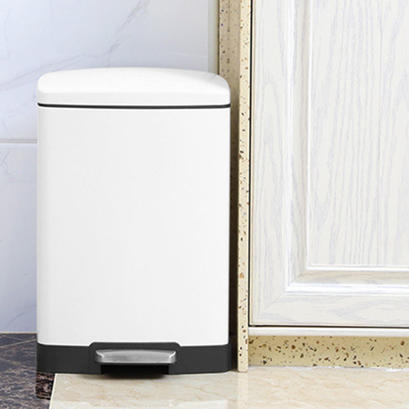 Foot Pedal Stainless Steel Trash Bin 12L Rectangular White Soft Close Lid