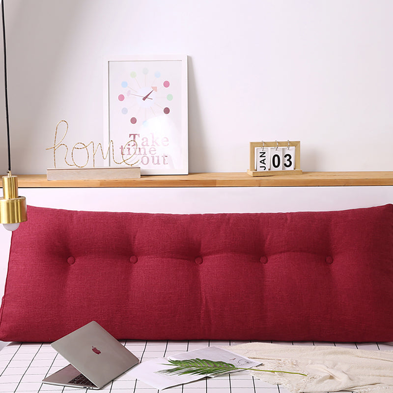 120cm Triangular Wedge Bed Headboard Pillow Backrest Polyester Polyfill Rose Red
