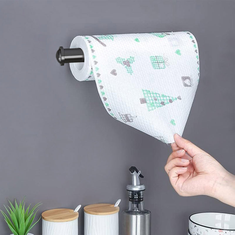 Black Aluminum Wall Mounted Kitchen Roll Holder Space Saving Rack 33cm