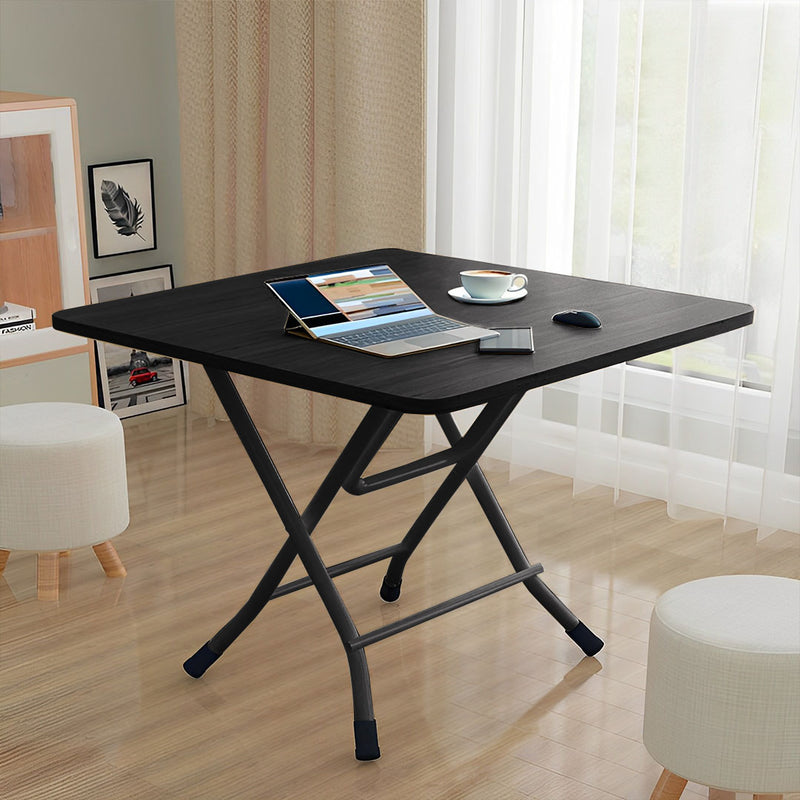2X Black Dining Table Square Space Saving MDF Folding Desk Iron Legs 60x60cm