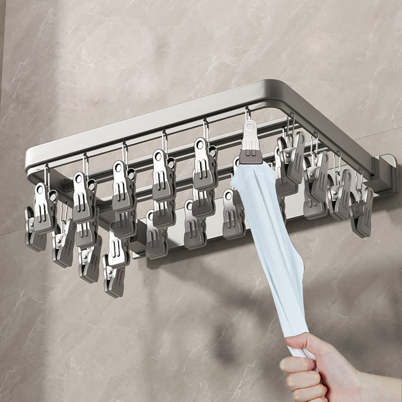 2X Wall Mounted Clothes Hanger Aluminum Multifunctional Drying Rack Dark Grey