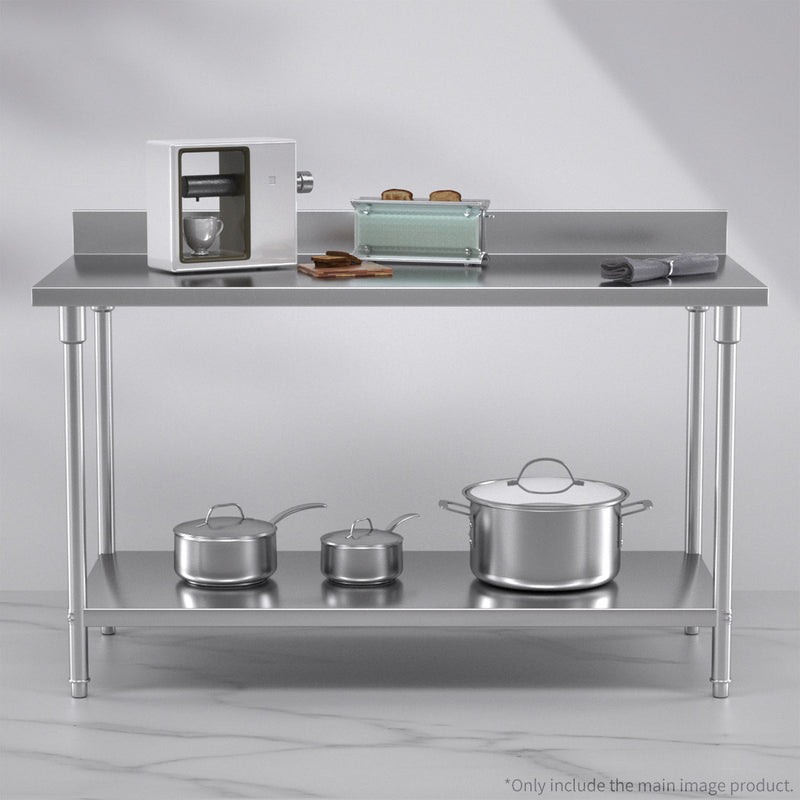 Commercial Stainless Steel Prep Workbench With Backsplash 1500mm x 700mm x 850mm