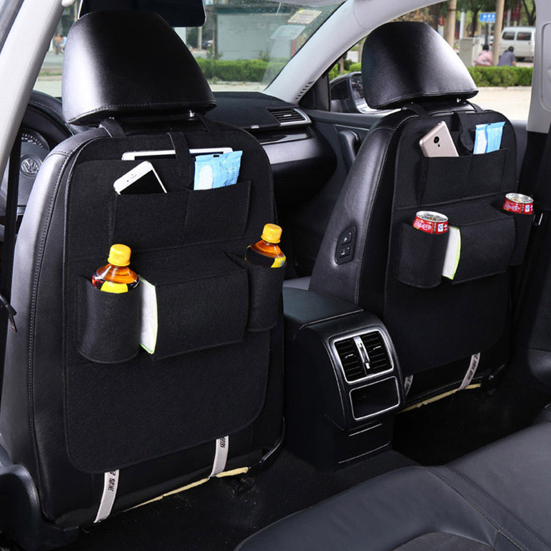 2X Pvc Leather Car Back Seat Organizer 50x65cm Multi Pocket Black