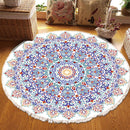 120cm Mandala Polyester Area Rug Anti-Slip Doormat for Living Room Bedroom Decor