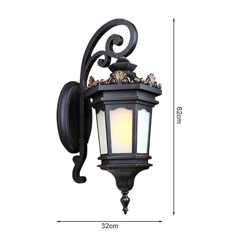 2X Wall Light Vintage Aluminum Glass 32x62cm Black