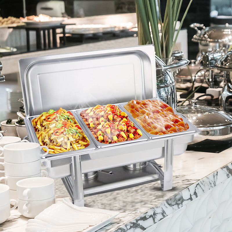 4X Stainless Steel Triple Tray Chafing Dish 3x3L Stackable Buffet