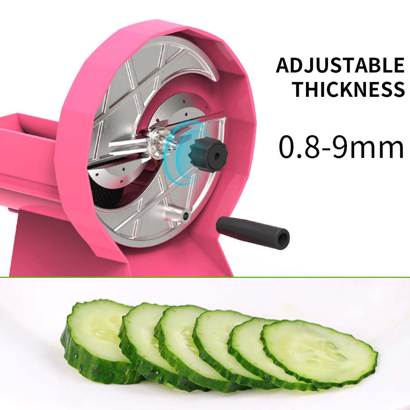 2X Commercial Manual Vegetable Fruit Slicer 11x21cm Pink Removable Blade