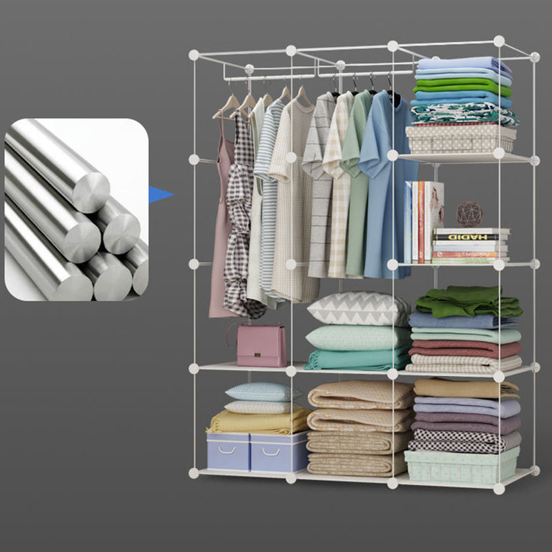 10 Cubes Portable Wardrobe Modular Plastic 110x37x146cm White With Doors