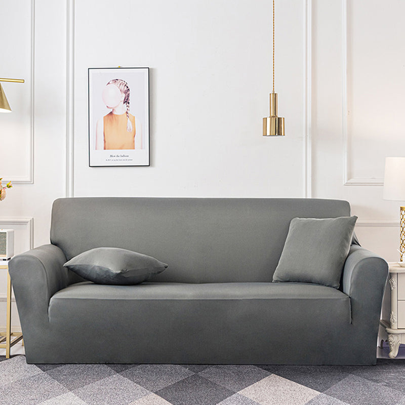 1 Seater Grey Polyester Stretch Sofa Slipcover Fits 90 To 140 Cm