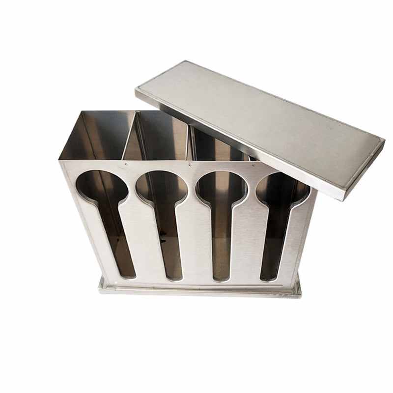 Stainless Steel Spoon Utensil Holder 4 Holes 240X90X230mm Detachable Cover Drain