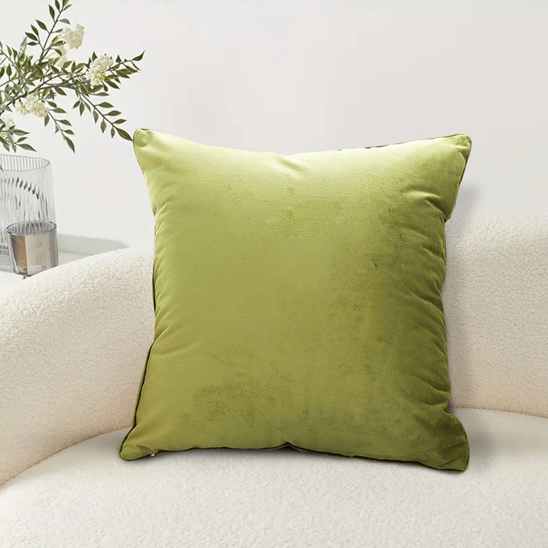 Square Throw Pillow Velvet Polyester Cotton 45cm Plush Green