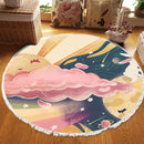 120cm Round Tassels Rug Soft Non-Slip Boho Area Carpet Multicolor Home Decor