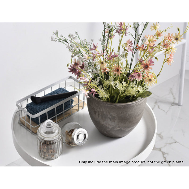 27cm Round Resin Plant Flower Pot Cement Look Grey Indoor Outdoor Planter