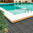 11 pcs Dark Grey Wood Composite Decking Tiles Outdoor Slip Resistant Flooring