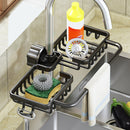 2X Black Aluminum Kitchen Faucet Sink Organizer Sponge Caddy Towel Holder
