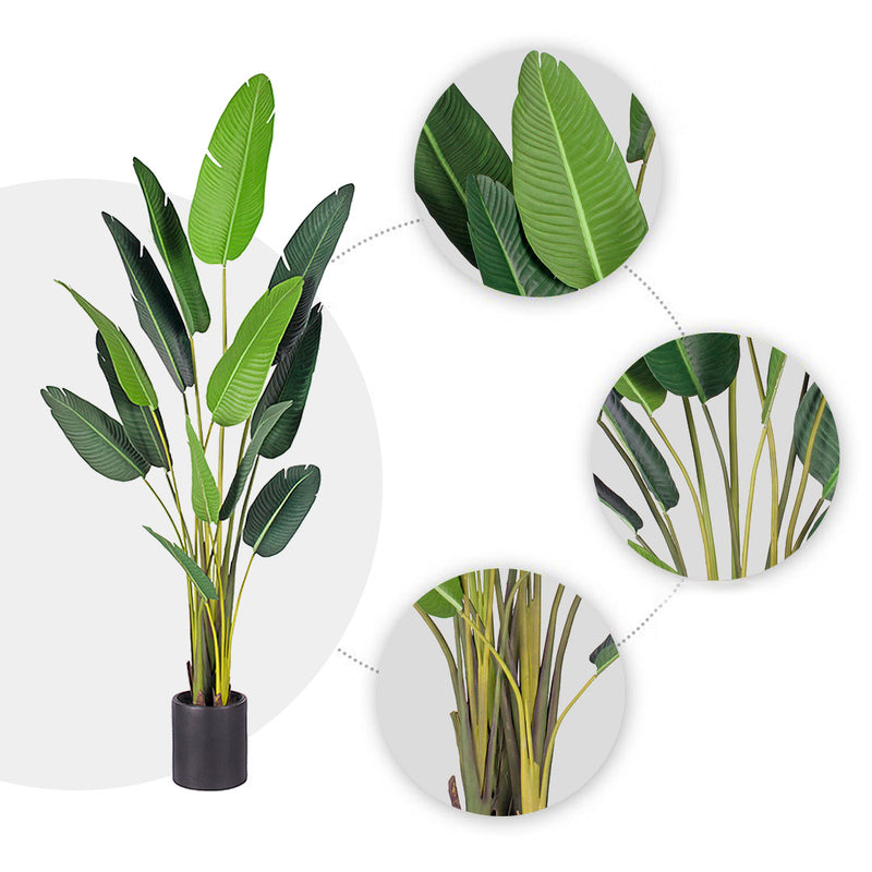 220cm Artificial Birds Of Paradise Tree Polyester Leaves Polyurethane Stem Green