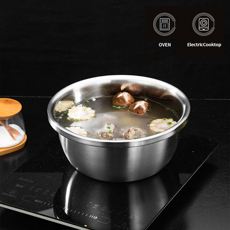 5Pcs Deepen Stackable Stainless Steel Mixing Bowls Set Kitchen Storage Silver