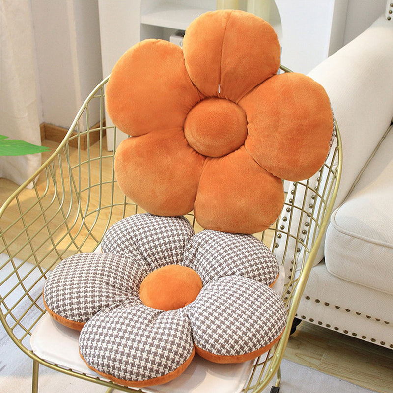 2X Orange Flower Seat Cushion 45cm PP Cotton Fabric Ergonomic Non Slip