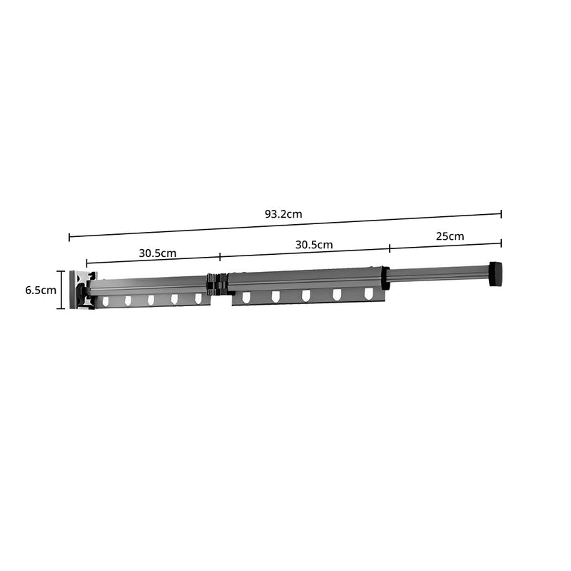 Wall Mounted Gray Aluminum 93.2cm Dry Rack Space Saving Retractable Hanger
