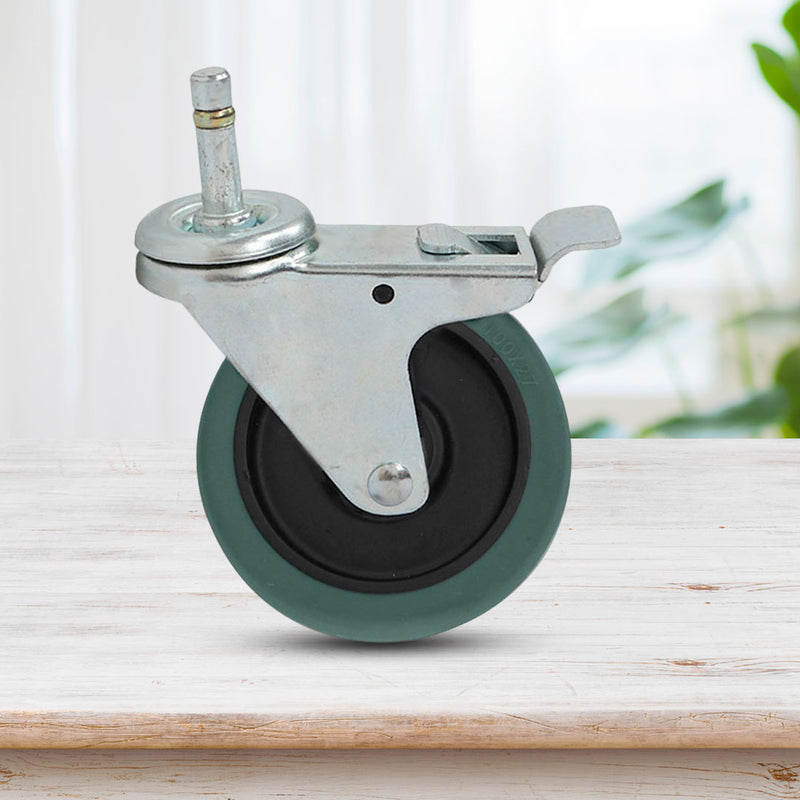 2X 4 Inch Polyurethane Swivel Caster Wheels With Brake Heavy Duty 25kg Each