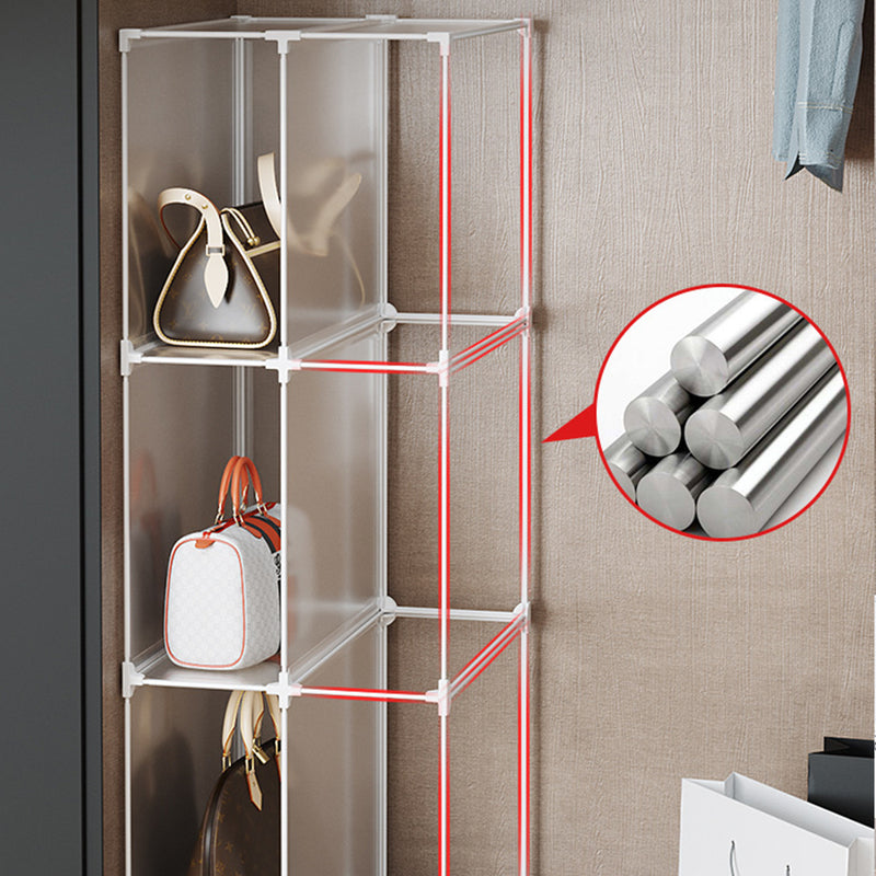 2 Tier 4 Cube PP Plastic Organizer Portable Stackable Shelves Transparent