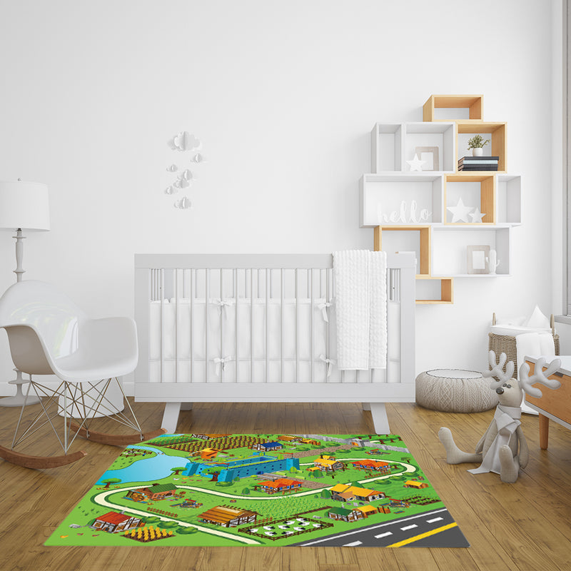 2X 120cm Kids Play Mat Street Map Rug Educational Polyester Area Carpet Multicolor