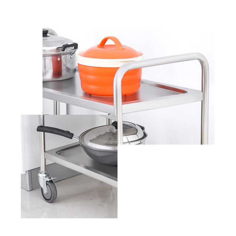 2X 4 Tier Stainless Steel Kitchen Food Cart 860x540x1170 2 Inch Rubber Wheels
