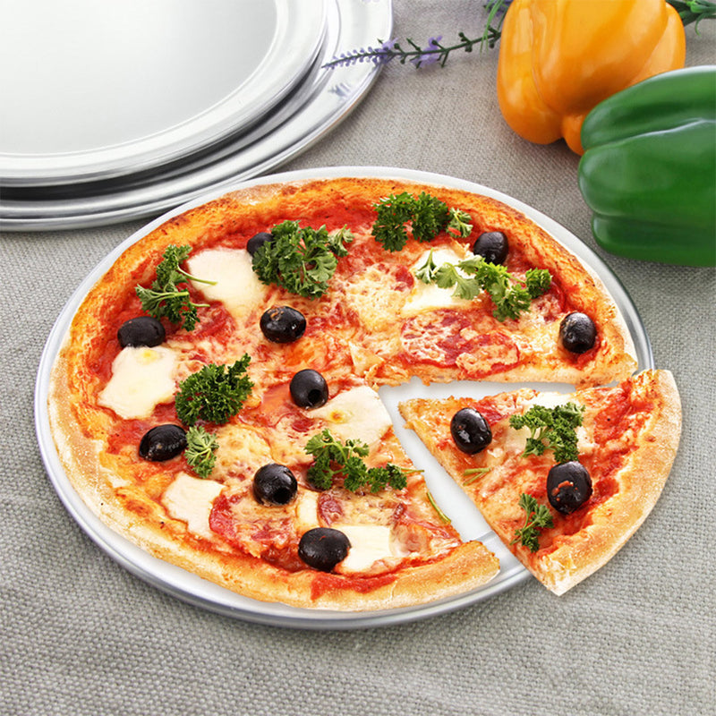 6X 10 Inch Round Aluminum Steel Pizza Pan Commercial Grade Silver