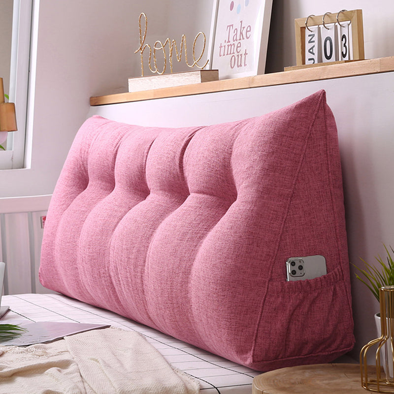 4X 180cm Triangular Wedge Bed Pillow Polyester PP Filling Button Tufted Pink