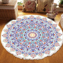 120cm Round Mandala Area Rug Polyester Anti-Slip Soft Carpet Multicolor Home Decor