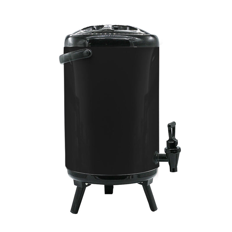 4X 14L Stainless Steel Insulated Milk Tea Dispenser Hot Cold With Faucet Black