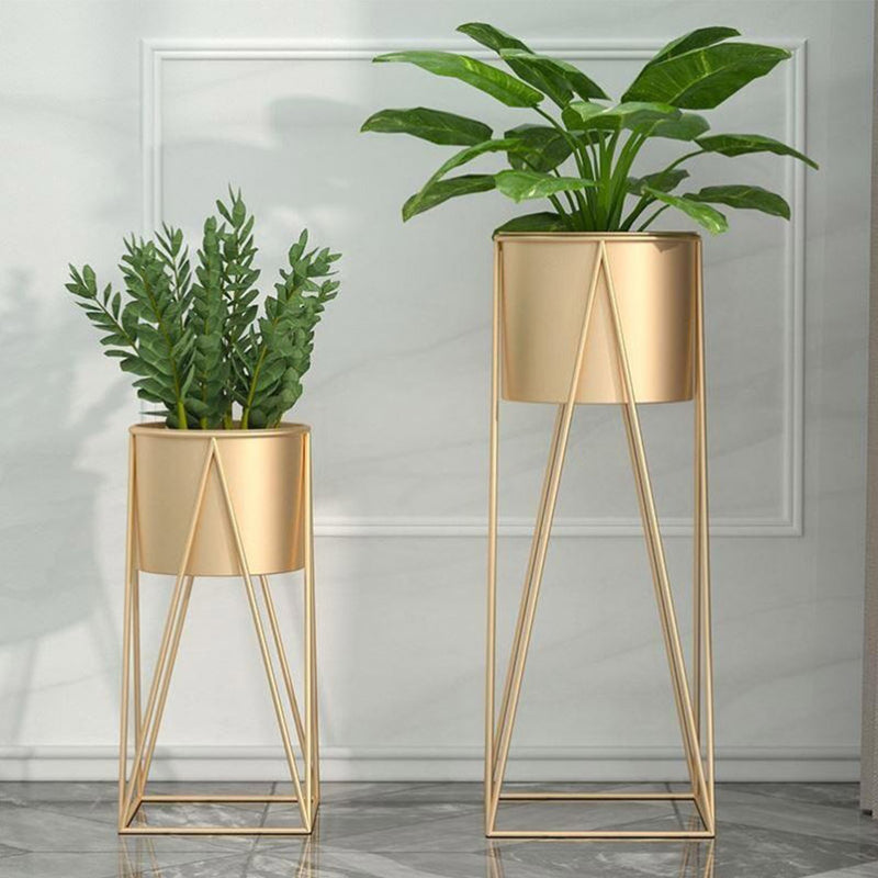 2X 70cm Gold Painted Iron Plant Stand Detachable Enamel Pot Corner