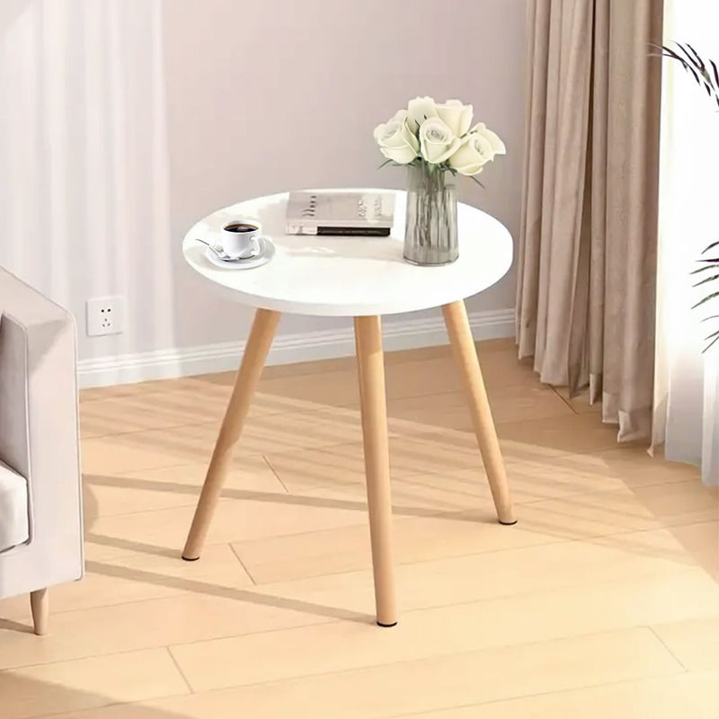 White 60x72cm Small Side Coffee Table Modern Wood Legs Living Room Balcony Decor