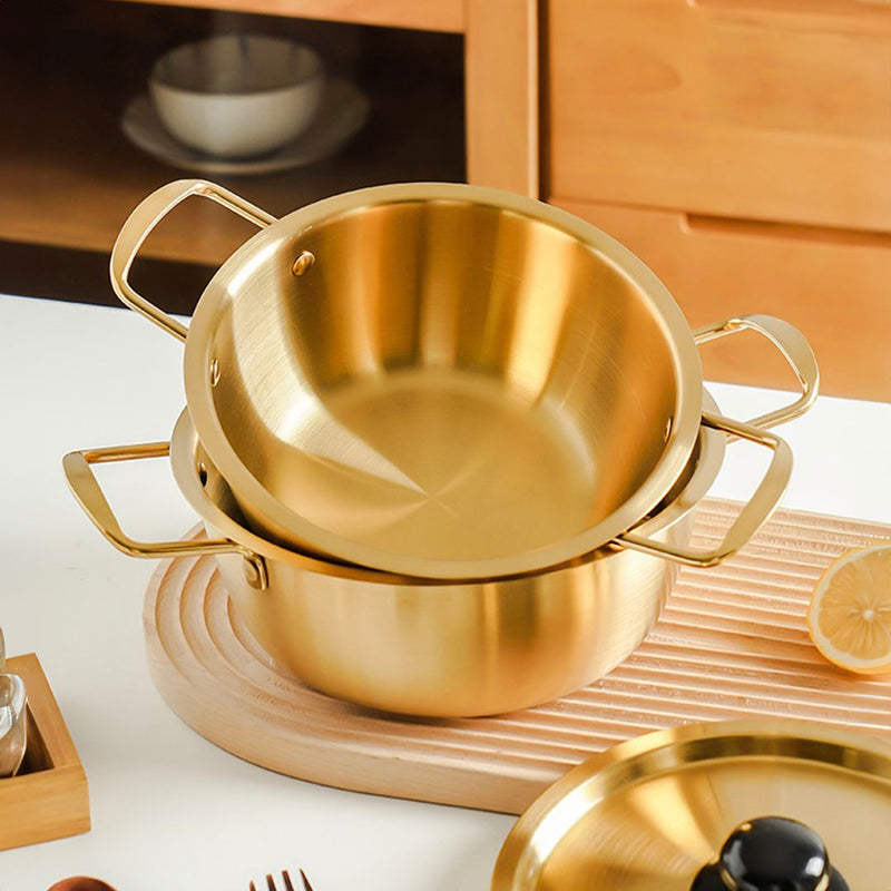 Ramen Pot 16cm Stainless Steel With Lid Induction Compatible Yellow