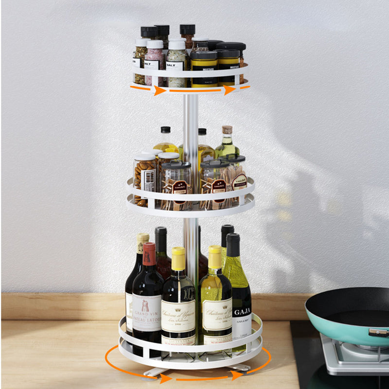 2X 3 Tier White Carbon Steel Rotating Kitchen Spice Rack Storage Shelf