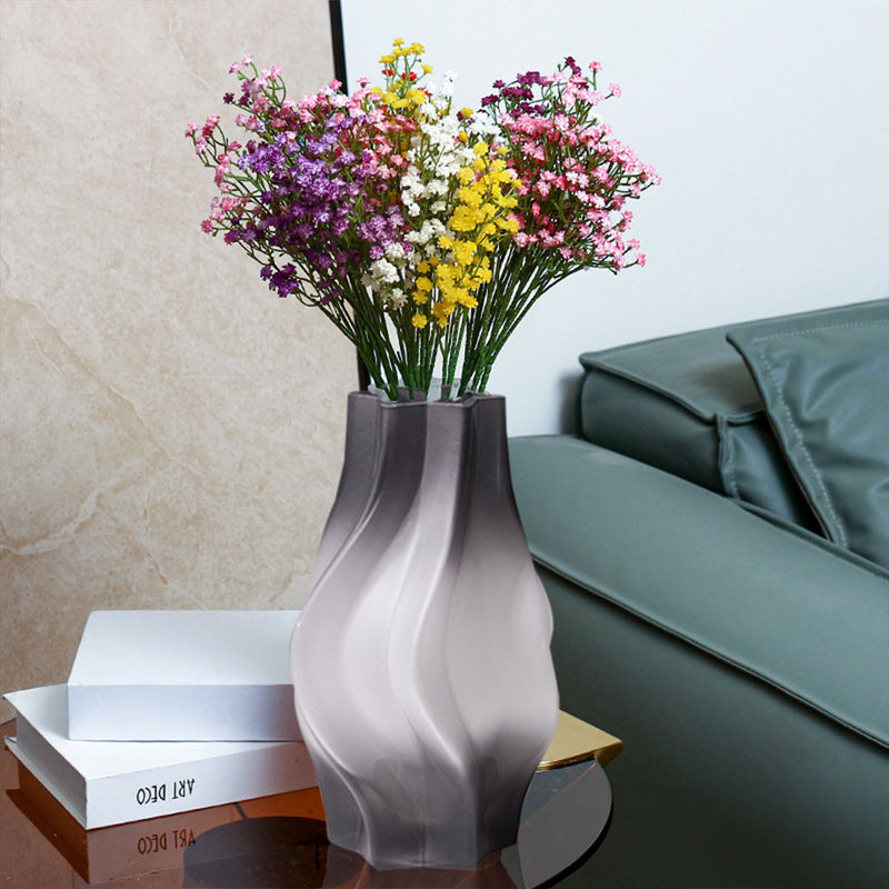 26cm Handcrafted Glass Vase Bubble Texture Tall Slender Grey