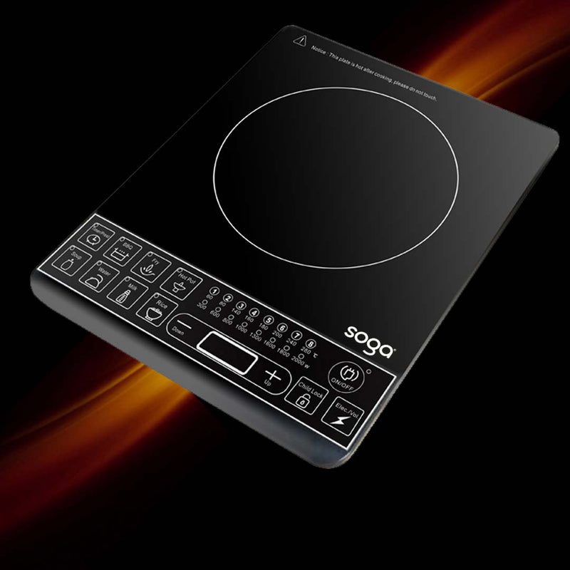 2X Portable Induction Cooktop 2000W 8 Levels 60C To 280C 18.2cm Glass Top