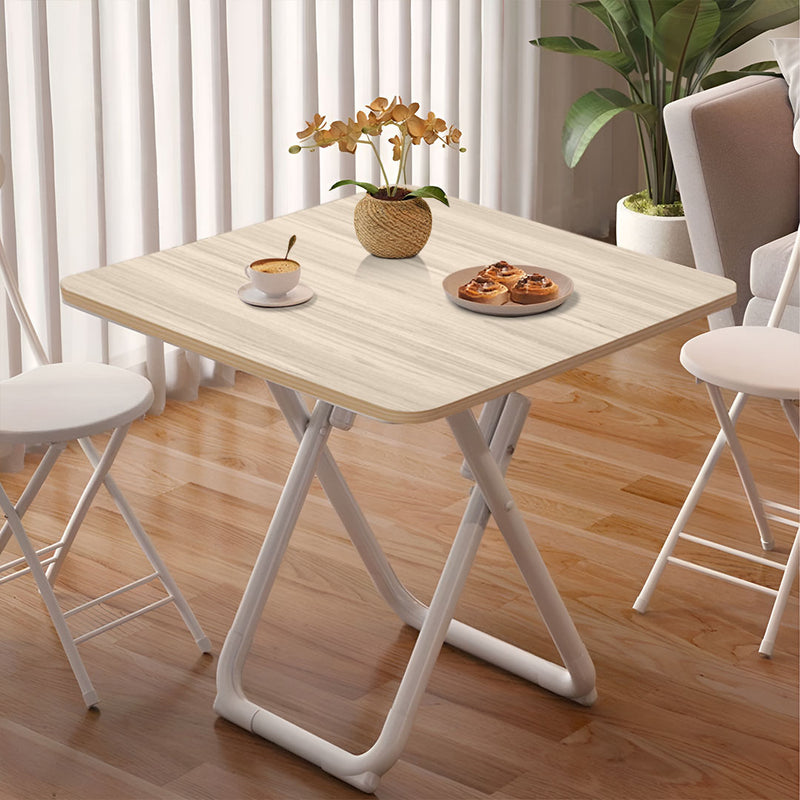 Light Wood 80cm Square Table White Legs Modern Home Office Decor Versatile