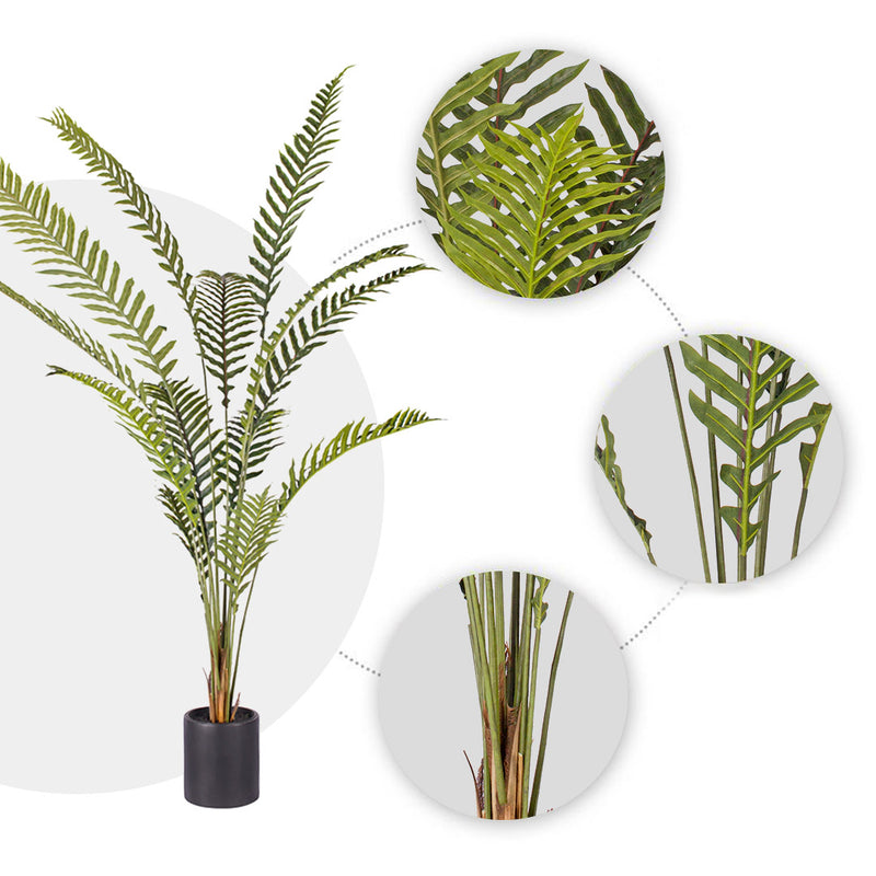 240cm Artificial Hares Foot Fern Polyethylene Green Cement Filled Pot