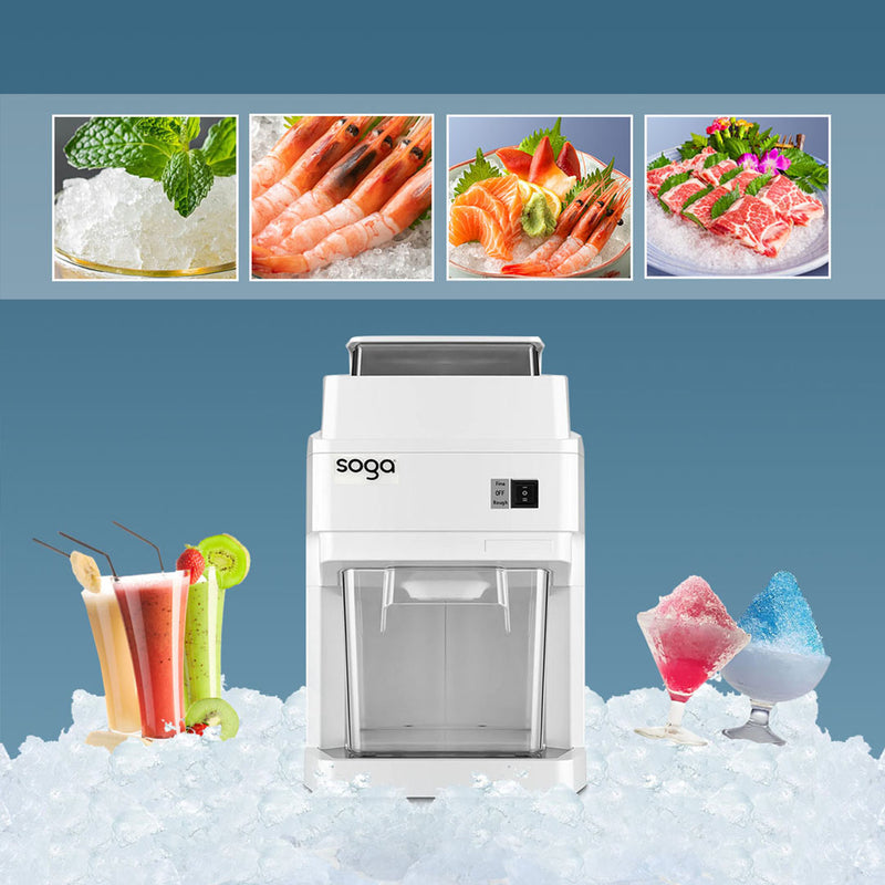2X 300W Electric Ice Shaver Crusher Commercial Pvc Metal 120Kg Per Hour White