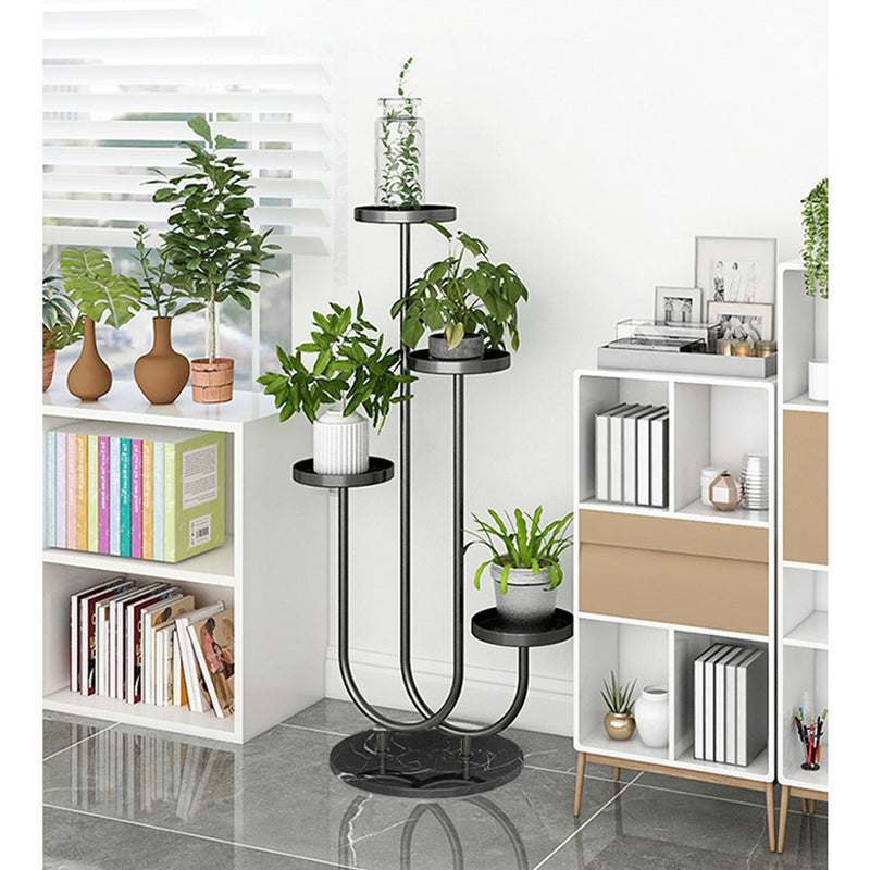 U Shaped Plant Stand Black Metal 4 Tier Flower Pot Tray Home Decor Display