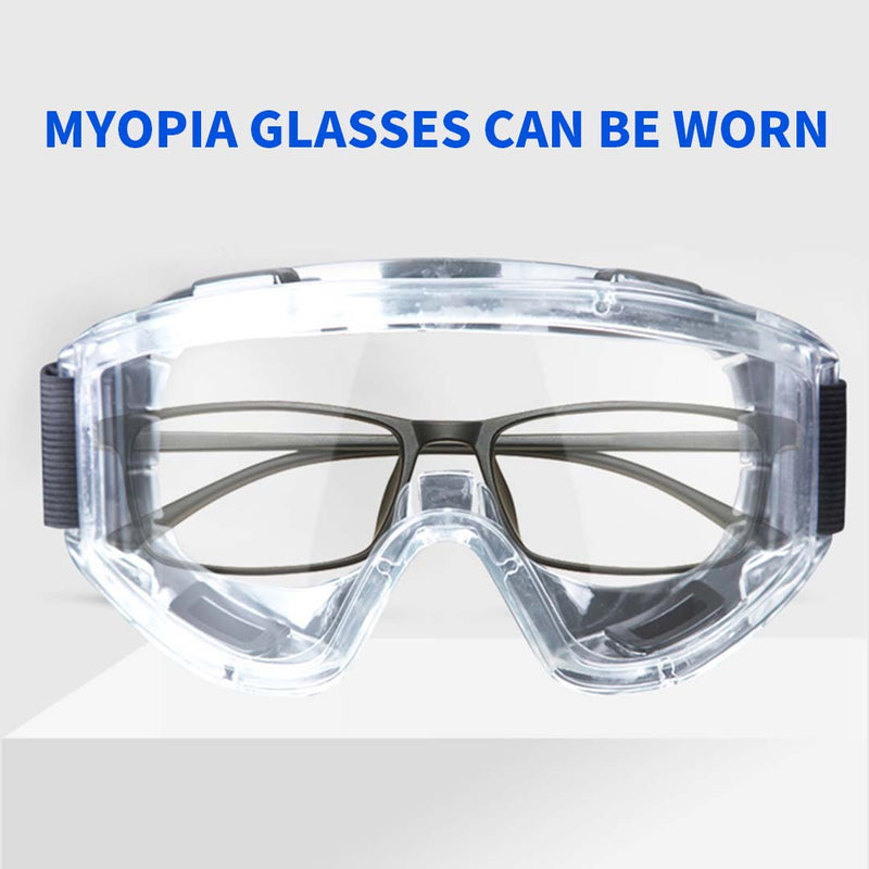 Clear Polycarbonate Safety Goggles Anti Fog Uv Protection Large 180 Curved Frame