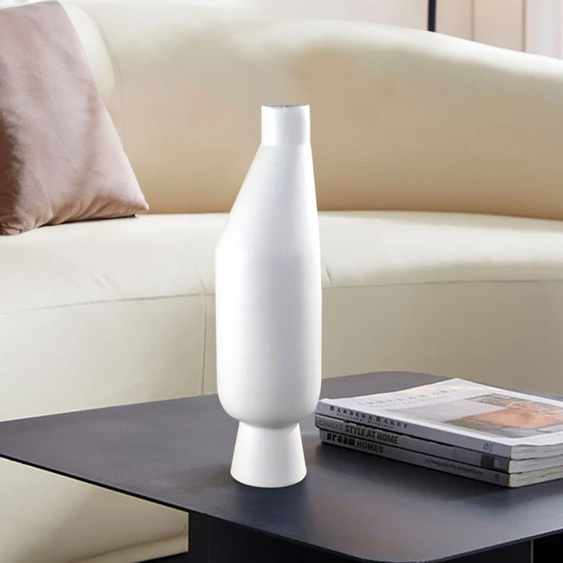 Ceramic Vase 14x52cm Modern Minimalist White Narrow Top Rounded Body