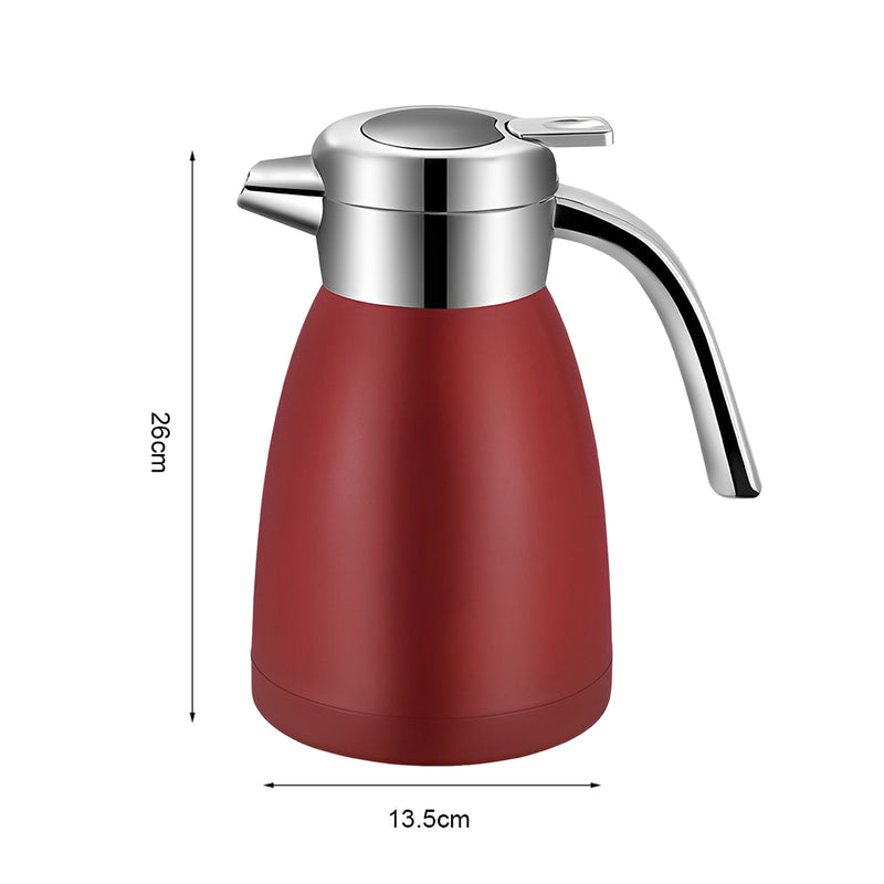2X 1.8L Stainless Steel Insulated Vacuum Flask Thermal Jug Red Spill Proof