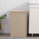Beige Medium Collapsible Canvas Laundry Hamper Foldable Storage Box Organizer