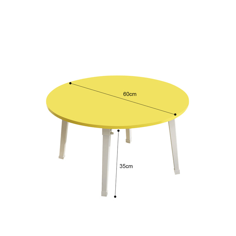 Yellow Floor Table Particleboard Metal Round Mini Desk With Drawer 60cm