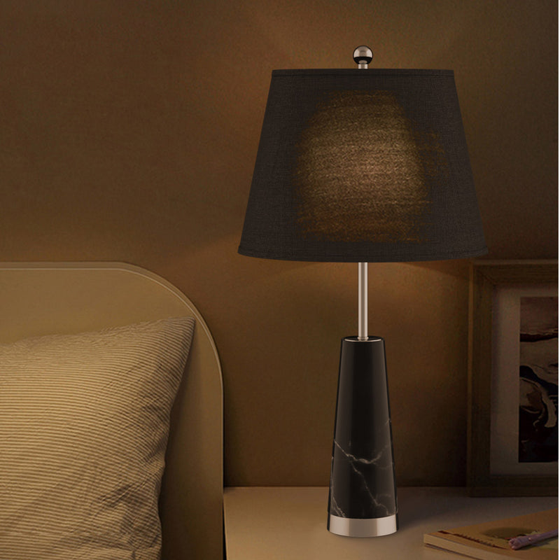 4X 68cm Black Marble Bedside Table Lamp Drum Shade Cone Base