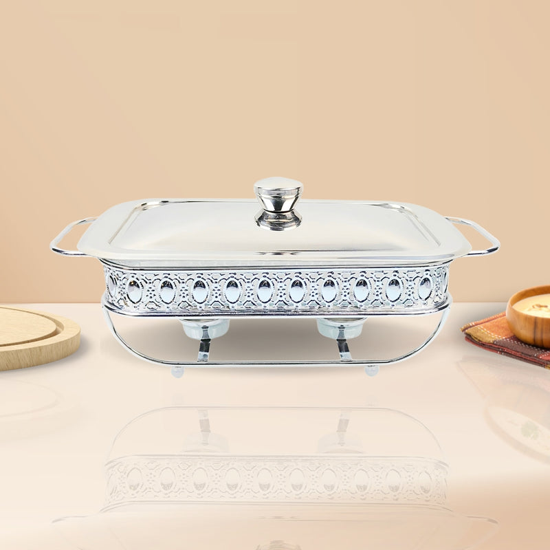 Portable 1.5L Lace Edge Dining Stove Glass Pot Stainless Steel Lid Silver